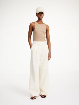 Kalhoty By Malene Birger Cymbaria High-waisted Bílé | CZ_BB92585