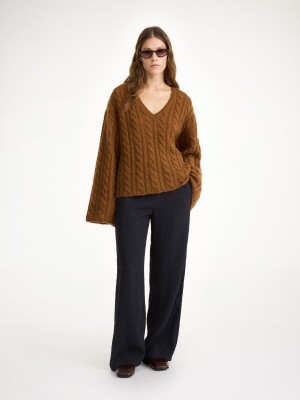 Kalhoty By Malene Birger Darja Wide-leg Černé | CZ_BB88464