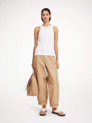 Kalhoty By Malene Birger Joanni Leather Béžový | CZ_BB20466