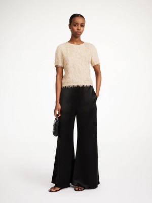 Kalhoty By Malene Birger Lucee Flared Černé | CZ_BB83258