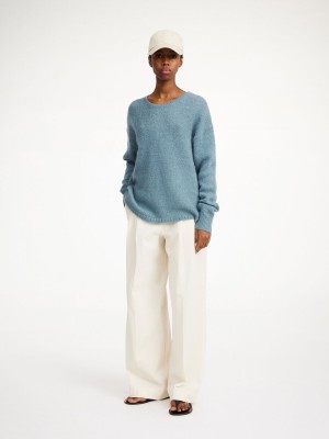 Knitwear By Malene Birger Briella Mohair-blend Sweater Cool Water | CZ_BB11953