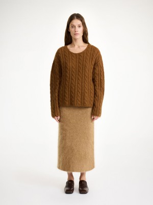 Knitwear By Malene Birger Cierra Cable-knit Sweater Bison | CZ_BB23673