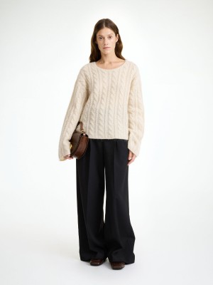 Knitwear By Malene Birger Cierra Cable-knit Sweater Oyster Gray | CZ_BB82783