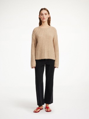 Knitwear By Malene Birger Cierra Ribbed Sweater Béžový | CZ_BB26023