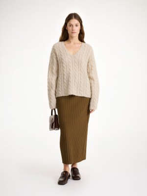 Knitwear By Malene Birger Cimone Cable-knit Sweater Oyster Gray | CZ_BB73401