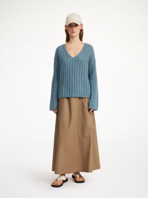 Knitwear By Malene Birger Cimone Ribbed Sweater Cool Water | CZ_BB15360