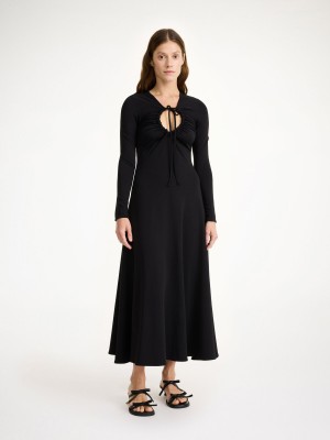 Knitwear By Malene Birger Deija Maxi Dress Černé | CZ_BB53300