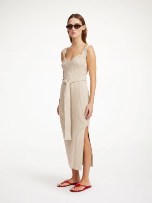 Knitwear By Malene Birger Honeya Ribbed Maxi Dress Oyster Gray | CZ_BB82066