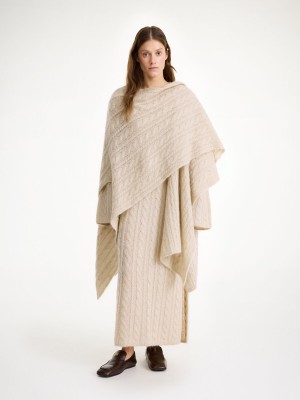 Knitwear By Malene Birger Kassillas Wool-blend Poncho Oyster Gray | CZ_BB34577