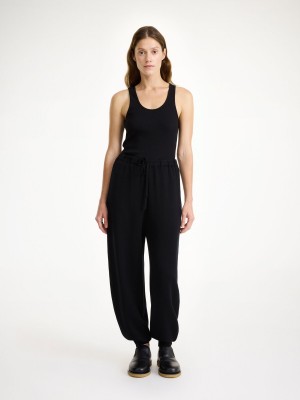 Knitwear By Malene Birger Tevana High-waisted Trousers Černé | CZ_BB29607