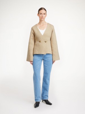 Knitwear By Malene Birger Tinley Wool Cardigan Béžový | CZ_BB19991