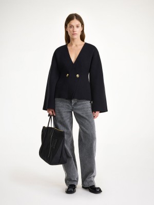 Knitwear By Malene Birger Tinley Wool-blend Cardigan Černé | CZ_BB22243