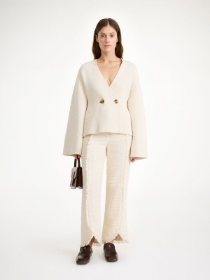Knitwear By Malene Birger Tinley Wool-blend Cardigan Bílé | CZ_BB55740