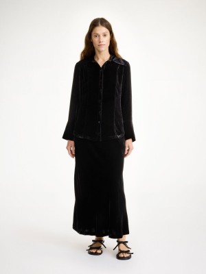 Košile By Malene Birger Rosiannas Velvet Černé | CZ_BB23855