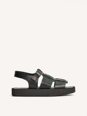 Obuv By Malene Birger Kleva Leather Sandals Černé | CZ_BB24244