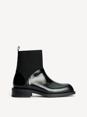 Obuv By Malene Birger Perlla Leather Boots Černé | CZ_BB65142