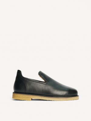 Obuv By Malene Birger Romine Leather Slippers Černé | CZ_BB47110