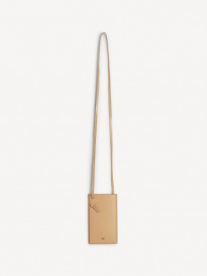 Ostatní Příslušenství By Malene Birger Aya Leather Phone Pouch Sand | CZ_BB66672