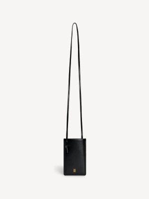 Ostatní Příslušenství By Malene Birger Aya Leather Phone Pouch Černé | CZ_BB54283