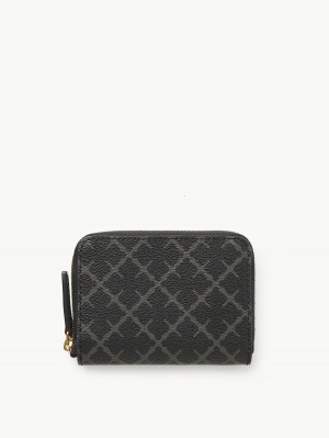 Peněženky a držáky karet By Malene Birger Elia Printed Coin Purse Charcoal | CZ_BB32193