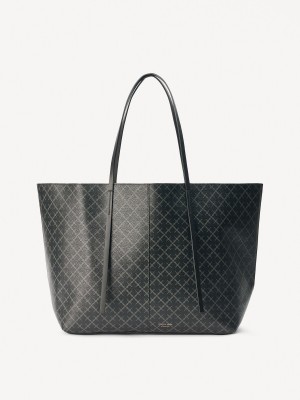 Tašky By Malene Birger Abi Printed Tote Charcoal | CZ_BB52077
