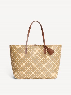 Tašky By Malene Birger Abigail Printed Tote Béžový | CZ_BB33932