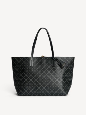 Tašky By Malene Birger Abigail Printed Tote Charcoal | CZ_BB91240