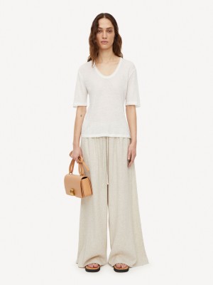 Topy By Malene Birger Amaringa T-shirt Bílé | CZ_BB16041