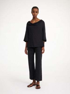 Topy By Malene Birger Bryar Organic Cotton T-shirt Černé | CZ_BB97627