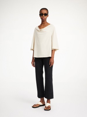 Topy By Malene Birger Bryar Organic Cotton T-shirt Oyster Gray | CZ_BB35117