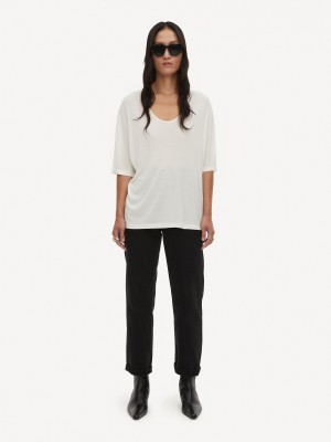 Topy By Malene Birger Cevina Oversized T-shirt Bílé | CZ_BB67389