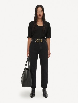 Topy By Malene Birger Cevina Oversized T-shirt Černé | CZ_BB68059