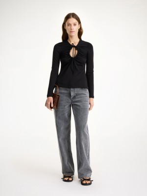 Topy By Malene Birger Derja Blouse Černé | CZ_BB93586