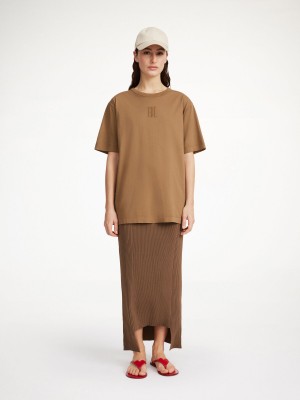 Topy By Malene Birger Fayeh Organic Cotton T-shirt Shitake | CZ_BB54044