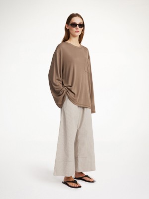 Topy By Malene Birger Fayeh Oversized Longsleeve Shitake | CZ_BB55589