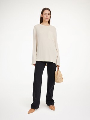 Topy By Malene Birger Fayeh Oversized Longsleeve Oyster Gray | CZ_BB92601