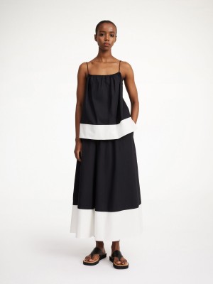 Topy By Malene Birger Leonnes Organic Cotton Černé Bílé | CZ_BB45730
