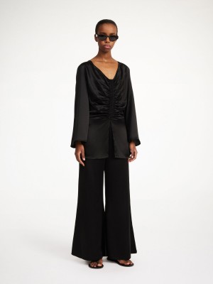 Topy By Malene Birger Leviola Blouse Černé | CZ_BB41165
