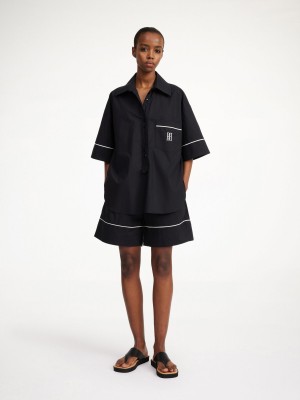 Topy By Malene Birger Mallias Organic Cotton Shirt Černé | CZ_BB52780
