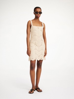 Šaty By Malene Birger Falla Crochet Mini Oyster Gray | CZ_BB85075