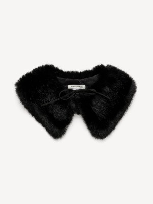Šátky By Malene Birger Cowie Faux Fur Collar Černé | CZ_BB35535